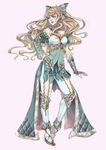  blonde_hair blue_eyes charlotte_(fire_emblem_if) dress fire_emblem fire_emblem_if full_body high_heels jewelry kairiwhisper long_hair necklace simple_background smile solo wavy_hair 