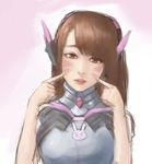  adapted_costume animal_print bad_id bad_pixiv_id bangs blue_bodysuit bodysuit breasts brown_hair bunny_print d.va_(overwatch) deuljjugnaljjug facepaint facial_mark gradient gradient_background headphones high_collar highres lips long_hair looking_at_viewer meka_(overwatch) overwatch parted_lips pilot_suit pink_background ribbed_bodysuit shoulder_pads sketch skin_tight sleeveless small_breasts solo swept_bangs upper_body whisker_markings white_background 