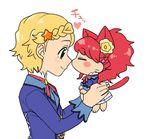  aikatsu! aikatsu!_(series) animal_ears carrying cat_ears cat_tail chibi commentary_request kiss koyama_shigeru kurebayashi_juri multiple_girls nose_kiss shinjou_hinaki tail 