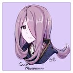  absurdres brown_eyes character_name do_it_lara hair_over_one_eye highres little_witch_academia long_hair portrait purple_hair solo sucy_manbavaran 