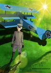  1boy battlefield_(series) battlefield_1 blue_eyes boots commission fighter_plane german grey_uniform military portrait rwby thatawkwardonion uniform white_hair whitley_schnee world_war_i world_war_one ww1 