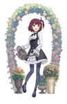  :d black_footwear blue_legwear breasts brown_hair flower flower_arch full_body gloves highres looking_at_viewer official_art open_mouth pantyhose plant potted_plant princess_principal princess_principal_game_of_mission school_uniform shoes skirt small_breasts smile solo standing stephanie_(princess_principal) transparent_background vase watering_can white_gloves white_skirt yellow_eyes 