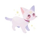  ayu_(mog) bell bell_collar bishoujo_senshi_sailor_moon blush cat collar crescent diana_(sailor_moon) no_humans red_eyes simple_background solo sparkle whiskers white_background white_cat 