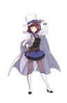  ;) adjusting_clothes adjusting_hat belt boots bow brown_hair brown_legwear cape full_body gloves gun hat hat_bow high_heel_boots high_heels highres looking_at_viewer necktie official_art one_eye_closed pantyhose princess_principal princess_principal_game_of_mission purple_bow purple_skirt skirt smile solo standing stephanie_(princess_principal) top_hat transparent_background weapon white_cape white_footwear white_gloves white_hat white_neckwear yellow_eyes 