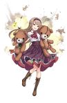  :d boots brown_footwear car cross-laced_footwear dress dynamite elena_clay full_body ground_vehicle hairband highres holding holding_stuffed_animal lace-up_boots light_brown_hair long_hair looking_at_viewer motor_vehicle official_art open_mouth princess_principal princess_principal_game_of_mission purple_dress purple_eyes smile solo standing stitches stuffed_animal stuffed_toy teddy_bear transparent_background 