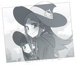  greyscale hat hizuki_akira little_witch_academia monochrome multiple_girls smile witch witch_hat 