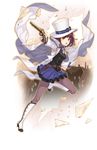  belt boots bow broken_window brown_hair brown_legwear cape full_body glass_shards gloves gun hat hat_bow high_heel_boots high_heels highres holding holding_gun holding_weapon looking_at_viewer necktie official_art pantyhose princess_principal princess_principal_game_of_mission purple_bow purple_skirt skirt smile solo standing standing_on_one_leg stephanie_(princess_principal) transparent_background weapon white_footwear white_gloves white_hat yellow_eyes 
