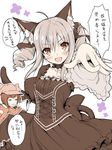  animal_ears blush cat_ears cat_tail comic drill_hair gothic_lolita hat idolmaster idolmaster_cinderella_girls kanzaki_ranko kemonomimi_mode limited_palette lolita_fashion looking_at_viewer maekawa_miku megaphone multiple_girls outstretched_arm paw_pose short_hair sukoyaka_gyuunyuu tail translation_request twin_drills 