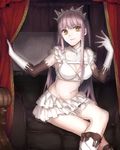  bad_id bad_pixiv_id boots bra breasts brown_eyes chariot cleavage crossed_legs detached_sleeves diadem eyebrows_visible_through_hair fate/grand_order fate_(series) gloves idupiyo layered_skirt long_hair looking_at_viewer medb_(fate)_(all) medb_(fate/grand_order) medium_breasts midriff miniskirt navel pink_hair sitting skirt smile solo stomach underwear very_long_hair white_bra white_footwear white_gloves white_skirt 