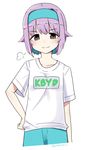  hairband highres idolmaster idolmaster_cinderella_girls juralumin kbyd_(idolmaster_cinderella_girls) koshimizu_sachiko shirt solo sportswear white_background white_shirt 