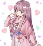  :p akanbe arm_at_side bangs blue_bow blunt_bangs blush bow capelet collarbone dress eyebrows_visible_through_hair frilled_capelet frilled_sleeves frills hair_bow hair_ribbon heart heart_background long_hair long_sleeves multi-tied_hair orinpachu patchouli_knowledge pink_dress purple_eyes purple_hair red_bow ribbon sidelocks solo straight_hair tongue tongue_out touhou tress_ribbon very_long_hair 