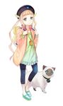  :&lt; absurdres aqua_eyes backpack bag blonde_hair cat child elle_mel_martha full_body hat highres inomata_mutsumi jacket jewelry long_hair long_sleeves looking_at_viewer mary_janes official_art open_clothes open_jacket pendant shoes simple_background solo standing tales_of_(series) tales_of_xillia tales_of_xillia_2 twintails white_background 