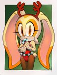  anthro bell bhawk blueafternoon candy candy_cane christmas clothed clothing cream_the_rabbit fake_antlers female food fur gloves holidays lagomorph leggings legwear long_ears looking_at_viewer mammal multicolored_fur rabbit sonic_(series) tan_fur two_tone_fur young 