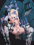  1girl bdsm blazblue blonde_hair blue_eyes bondage bottomless censored chains infraton mu-12 restrained sex 