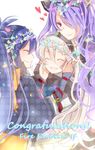  blue_hair camilla_(fire_emblem_if) closed_eyes female_my_unit_(fire_emblem_if) fire_emblem fire_emblem_if hair_over_one_eye head_wreath mamkute multiple_girls my_unit_(fire_emblem_if) oboro_(fire_emblem_if) pointy_ears purple_eyes purple_hair rojiura-cat siblings smile white_hair 