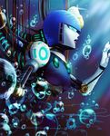  air_bubble blue_eyes bubble looking_to_the_side mirinae6217 profile robot rockman rockman_9 splash_woman submerged underwater 