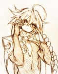  1girl ahoge ariarikapibara2 blazblue braid glasses lambda-11 monochrome single_braid solo 