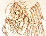  1girl ahoge ariarikapibara2 blazblue braid eyepatch monochrome nu-13 single_braid solo 