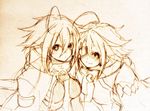  2girls ahoge ariarikapibara2 blazblue braid lambda-11 monochrome multiple_girls nu-13 single_braid 