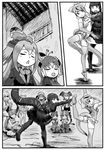  :d animal_ears ass ballet blazer boots character_request circlet closed_eyes closed_mouth comic crossover dancing elbow_gloves fossa_(kemono_friends) frilled_lizard_(kemono_friends) gloves godzilla godzilla_(series) golden_snub-nosed_monkey_(kemono_friends) greyscale hair_ornament hairband head_wings highres hood hood_up iriomote_cat_(kemono_friends) jacket kemono_friends king_cobra_(kemono_friends) kishida_shiki leaning_forward leg_up leotard long_hair long_sleeves looking_at_another monkey_ears monkey_tail monochrome multiple_girls open_mouth pantyhose peafowl_(kemono_friends) personification ponytail red_junglefowl_(kemono_friends) seiza shin_godzilla short_hair silent_comic sitting skirt smile southern_tamandua_(kemono_friends) standing standing_on_one_leg tail thigh_boots thighhighs triangle_mouth 