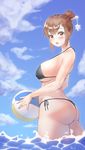  :o artist_name bad_id bad_pixiv_id ball bangs beachball bikini black_bikini blue_nails blue_sky blush breasts brown_eyes brown_hair butt_crack cloud cloudy_sky collarbone covered_nipples cowboy_shot day eyebrows_visible_through_hair eyelashes fingernails from_side groin hair_bun hair_ornament hair_stick halterneck harry_(dudwofla) highres holding holding_ball huge_breasts legs_together looking_at_viewer mei_(overwatch) nail_polish no_eyewear open_mouth outdoors overwatch short_hair side-tie_bikini sky snowflake_hair_ornament solo standing swimsuit thighs thong thong_bikini underboob wading water 