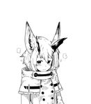  animal_ears antlers bangs blush buttons capelet closed_mouth greyscale hair_between_eyes jacket jaco long_sleeves looking_at_viewer monochrome original short_hair simple_background white_background 