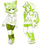  animal_ears bike_shorts borrowed_character cat_ears cat_tail eroneko-san hood hoodie jacket om_(nk2007) shoes skirt socks solo tail white_background 