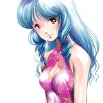  blue_hair breasts china_dress chinese_clothes choujikuu_yousai_macross dress kemi_(kemi433) looking_at_viewer lynn_minmay macross small_breasts solo 