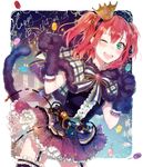  ;d animal_ears animal_hood blush bow bowtie candy capelet cat_ears cat_tail cowboy_shot crown dated fake_animal_ears fake_tail food frilled_skirt frills fur_trim garter_straps gem gloves green_eyes hairband happy_birthday highres hood hood_down kurosawa_ruby lollipop love_live! love_live!_school_idol_festival love_live!_sunshine!! mini_crown one_eye_closed open_mouth paw_gloves paws red_hair skirt smile solo sudach_koppe tail thighhighs two_side_up zettai_ryouiki 