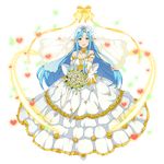 asuna_(sao) asuna_(sao-alo) blue_eyes blue_hair bouquet detached_collar dress elbow_gloves flower gloves highres holding holding_flower long_hair non-web_source official_art open_mouth outstretched_arm pointy_ears sword_art_online transparent_background veil 