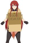  artist_request blue_eyes blush box braid cardboard cardboard_box cardboard_box_gundam gloves long_hair looking_at_viewer lossy-lossless parody re:creators red_hair selesia_upitiria solo source_request twin_braids 