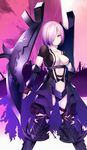  alternate_costume armor armored_boots black_footwear black_gloves black_panties boots breasts cleavage collarbone fate/grand_order fate_(series) fingerless_gloves gloves hair_over_one_eye hatahata_p_(taritari1648) highres looking_at_viewer mash_kyrielight medium_breasts panties pink_hair red_eyes short_hair smile solo thigh_boots thighhighs underwear 