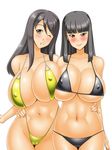  2girls bikini black_hair breasts huge_breasts kawanuma_uotsuri long_hair multiple_girls swimsuit 