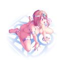  1girl blush bottomless breasts brown_eyes brown_hair dancer dancer&#039;s_costume_(dq) dragon_quest large_breasts nipples sakura_trick simple_background solo takayama_haruka white_background 