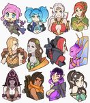  black_hair blue_eyes blue_hair breasts cassie_(paladins) character_request cleavage lian_(paladins) long_hair multiple_girls paladins purple_eyes purple_hair skye_(paladins) ying_(paladins) 