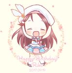  &gt;_&lt; chibi dress eyes_closed long_hair love_live!_sunshine!! maroon_hair sakurauchi_riko 