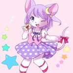  furry kemoribon mouse one_eye_closed purple_hair smile star_(symbol) 