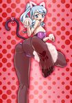  animal_ears ass bare_shoulders blue_eyes blue_hair bow cat_ears drill_hair feet hajime_(caramel_toone) heart himeno_ririka jewelpet jewelpet_(series) kittysuit open_mouth pantyhose paw_print pov_feet soles solo tail 