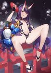  fate/grand_order feet horns no_bra open_shirt pantsu shuten_douji_(fate/grand_order) wet yykuaixian 