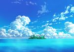  cloud cloudy_sky commentary_request day forest highres horizon island nature no_humans ocean outdoors palm_tree sakanamodoki scenery seascape sky tree water_surface 