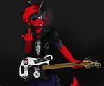  arrwulf black_fur edgelord edgy fur guitar heavy_metal hyena mammal middle_finger musical_instrument red_fur 