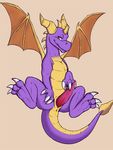  2017 animal_genitalia anus big_penis digital_media_(artwork) dragon erection feral genital_slit looking_at_viewer male penis precum scalie simple_background slit solo spyro spyro_the_dragon ssssnowy video_games 