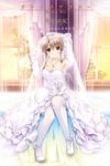  cleavage dakikano dress heels kumakawa_yuki motomiya_mitsuki wedding_dress 