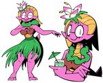  alternate_costume amphibian beverage coconut_bra female flower grass_skirt hula lizard_tail plant salamander sally_(scalie_schoolie) scalie_schoolie shenanimation solo wide_hips 