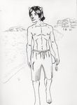  anthro bastian_mccready beach canine dreadwolfclaw1990 ink inking male mammal sea seaside walking water wolf 
