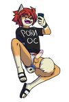  anal anal_masturbation anthro anus balls canine cellphone clothing dildo dog footwear haru kemono male male_focus mammal masturbation penis phone raxkiyamato sandals sex_toy shiba_inu simple_background smile solo underwear 