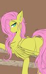  2017 absurd_res alesarox big_butt butt equine female feral fluttershy_(mlp) friendship_is_magic fur hair hi_res horse mammal my_little_pony pegasus pink_hair pony simple_background solo wings yellow_fur 