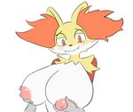  2017 ambiguous_gender anthro areola big_breasts biped blush breast_fondling breast_grab breasts bust_portrait canine cheek_tuft delphox digital_drawing_(artwork) digital_media_(artwork) disembodied_hand erect_nipples fangs female female/ambiguous female_focus fondling front_view fur grabbing_from_behind grey_skin half-closed_eyes hand_on_breast huge_breasts humanoid_hands inner_ear_fluff looking_pleasured mammal multicolored_fur neck_tuft nintendo nipples nude orange_eyes orange_fur pink_nipples pok&eacute;mon pok&eacute;mon_(species) portrait puffy_areola red_fur red_nose simple_background smile solo_focus tuft unknown_artist video_games white_background white_fur yellow_fur yuruki 
