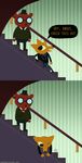 angus_(nitw) ball_of_yarn bear better_version_at_source canine clothing comic curious duo english_text eyewear fedora footwear fox glasses gregg_(nitw) hat inside jacket mammal necktie night_in_the_woods one_eye_closed pants rails shoes side_view sleufoot speech_bubble stairs string sweater text top_hat undershirt yarn 