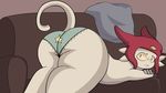  betelgeusian butt clothing crossed_arms female hat lying meow_(space_dandy) panties pillow presenting_backside salamikii sofa solo space_dandy star thick_thighs underwear wide_hips 
